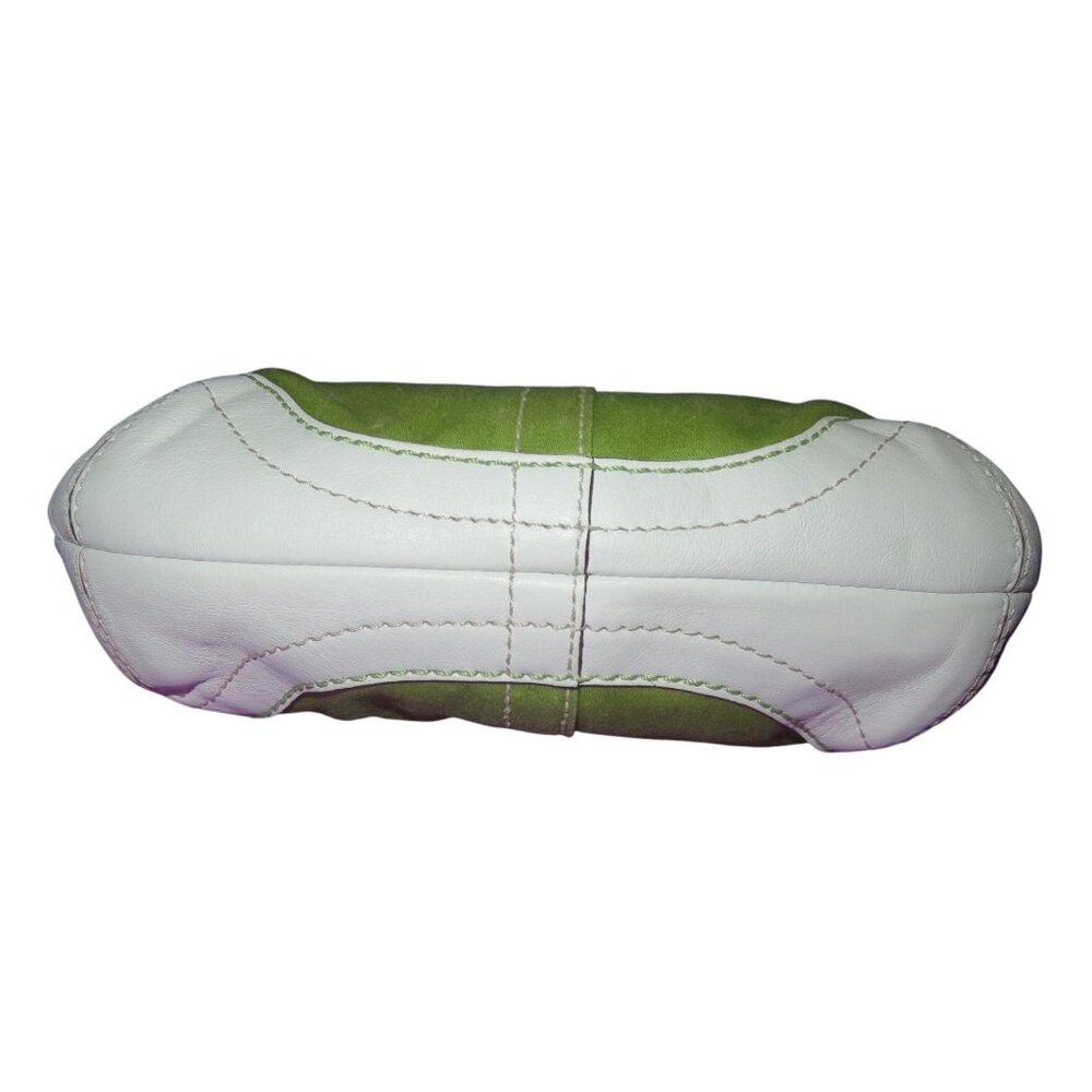 Coach 2005 Vintage Soho White Leather & Green Sateen Shoulder Bag - Picture 5 of 10